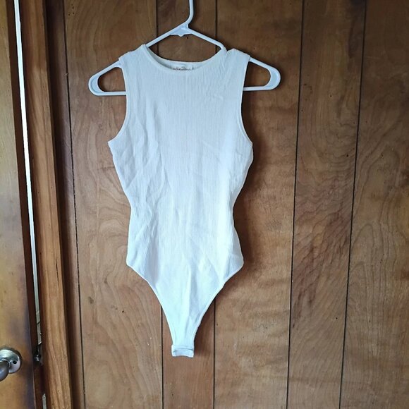 allie rose womens white knit ribbed sleeveless bodysuit size M - Picture 2 of 5